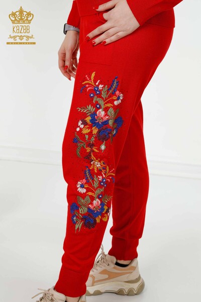 Set tuta da donna all'ingrosso Colorata Modellato Rosso - 16560 | KAZEE - Thumbnail