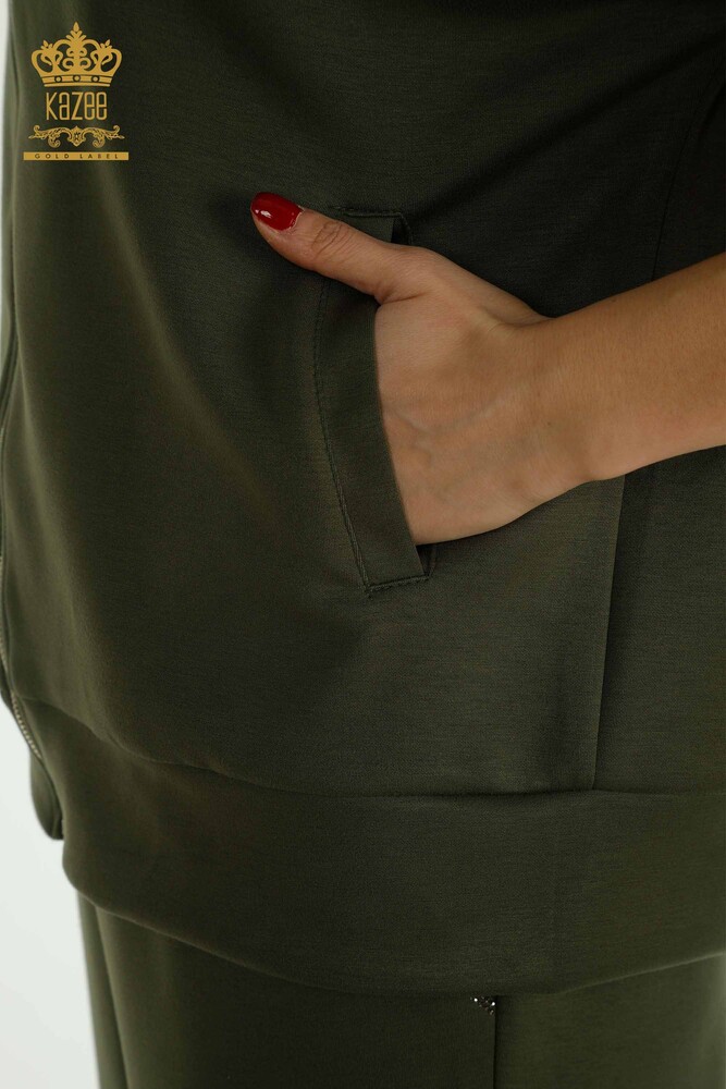 Vendita all'ingrosso Set di tute da donna manica corta kaki - 17680 | KAZEE - 8