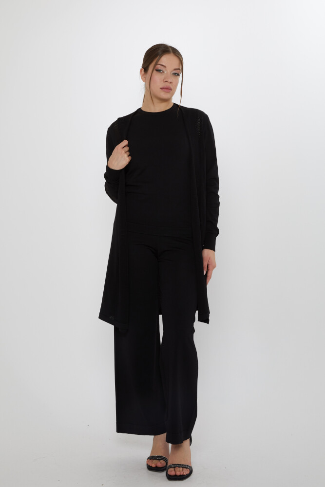 Two-Piece Set: Sleeveless Blouse and Openwork Cardigan, Black - 31842 | KAZEE (2-Piece Set M-L) - 1