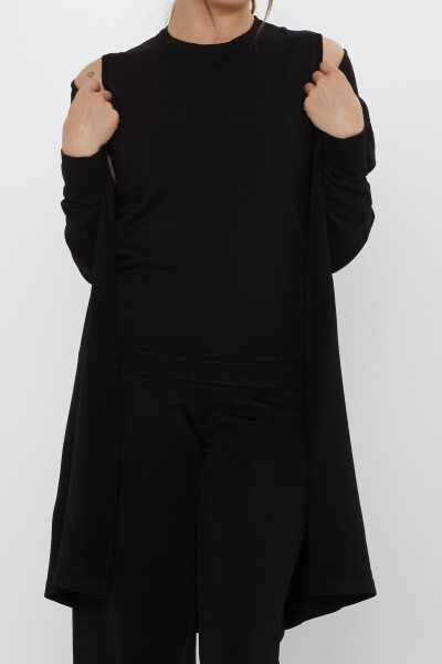 Two-Piece Set: Sleeveless Blouse and Openwork Cardigan, Black - 31842 | KAZEE (2-Piece Set M-L) - 3