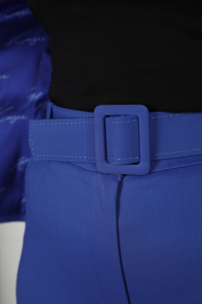 بدلة نسائية - حزام جيب قطني مفصل كلاسيك - 7712 | كازي - Thumbnail