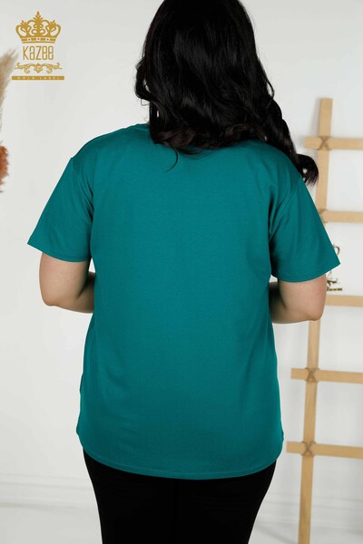 Camicetta da donna all'ingrosso motivo floreale verde - 79369 | KAZEE - 8