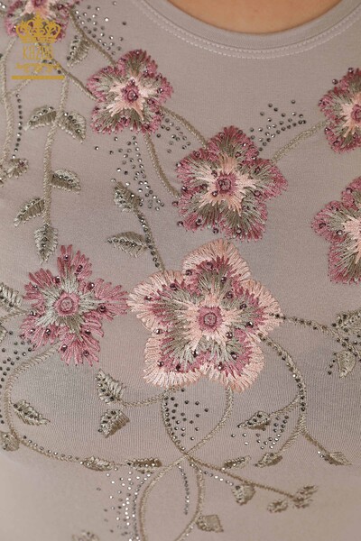 All'ingrosso Camicetta da donna - Girocollo - Motivo floreale - Pietra ricamata - 79017 | KAZEE - Thumbnail