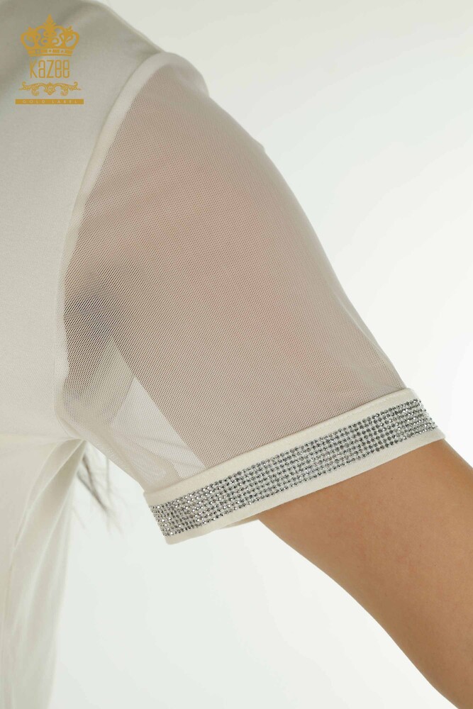 All'ingrosso Camicetta da donna - Motivo floreale - Ecru - 79290 | KAZEE - 5