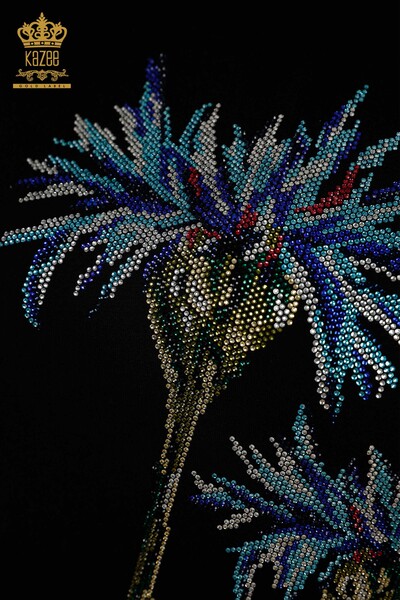 Camicetta da donna all'ingrosso motivo floreale nero - 79369 | KAZEE - 4