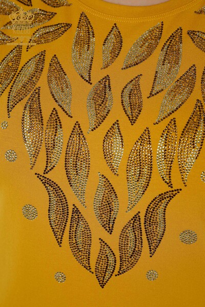 All'ingrosso Camicetta da donna - Motivo a foglie - Zafferano - 79053 | KAZEE - Thumbnail