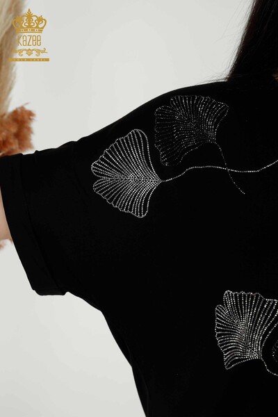 All'ingrosso Camicetta da donna - Motivo foglia - Nero - 79318 | KAZEE - 4