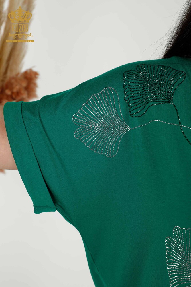 All'ingrosso Camicetta da donna - Motivo a foglie - Verde - 79318 | KAZEE - 4