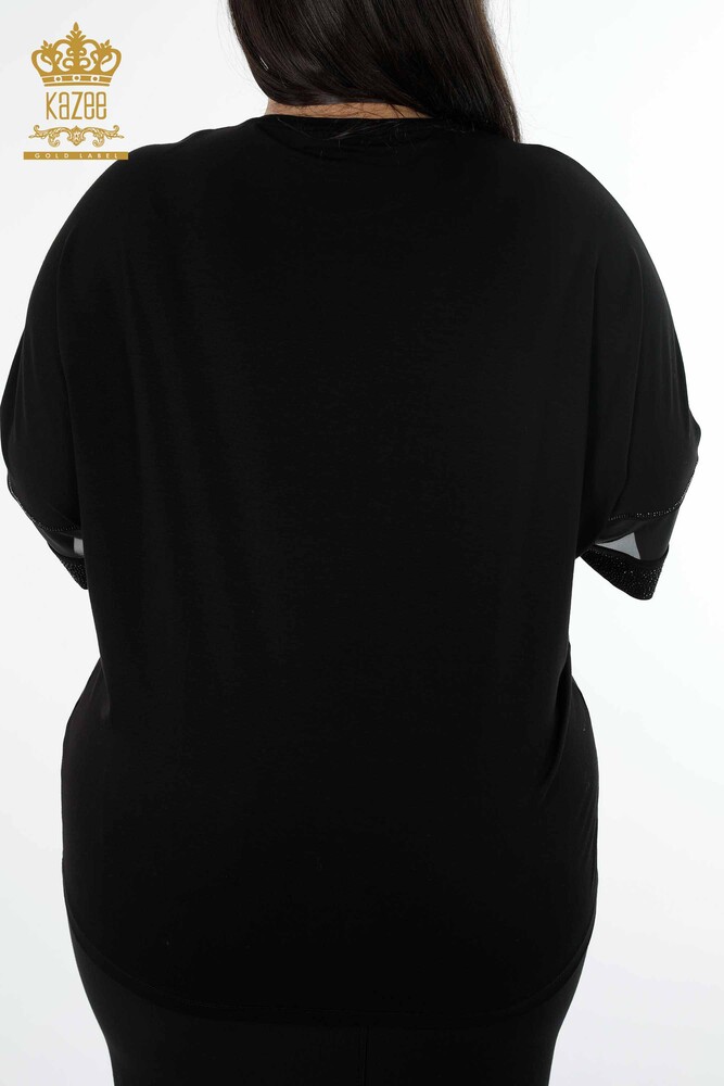 All'ingrosso Camicetta da donna - Manica Dettaglio in tulle - Tasca - Motivo floreale - 79026 | KAZEE - 8