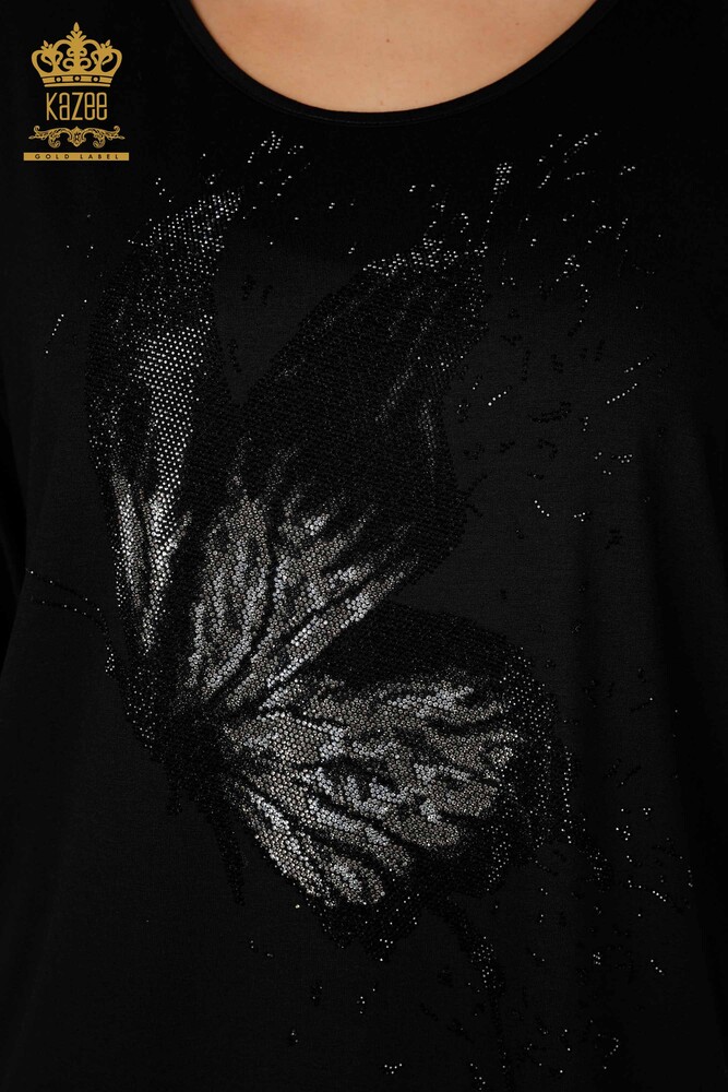 Camicetta da donna all'ingrosso Tulle Detailed Black - 77998 | KAZEE - 3