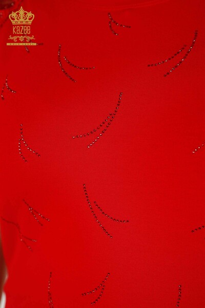 All'ingrosso Camicetta da donna - Dettagli in tulle - Rosso - 79086 | KAZEE - Thumbnail