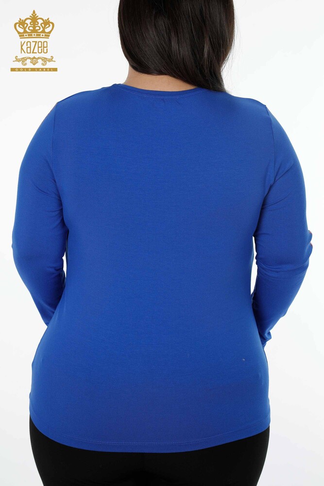 Commercio all'ingrosso camicetta da donna girocollo manica striscia pietra modello rosa - 79023 | KAZEE - 8