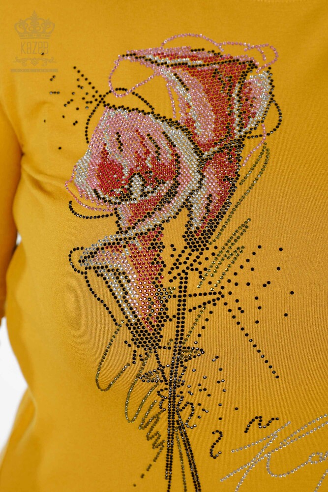 Commercio all'ingrosso camicetta da donna girocollo manica striscia pietra modello rosa - 79023 | KAZEE - 19