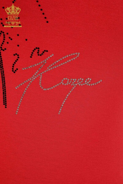 Commercio all'ingrosso camicetta da donna girocollo manica striscia pietra modello rosa - 79023 | KAZEE - 27