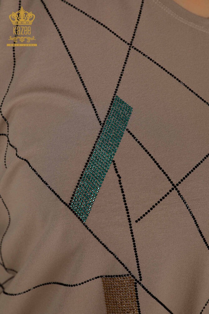 Camicetta da donna all'ingrosso visone con scollo a V - 79320 | KAZEE - 3