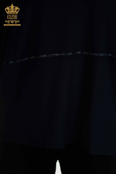 All'ingrosso Camicetta da donna - Pietra ricamata - Blu navy - 79057 | KAZEE - 6