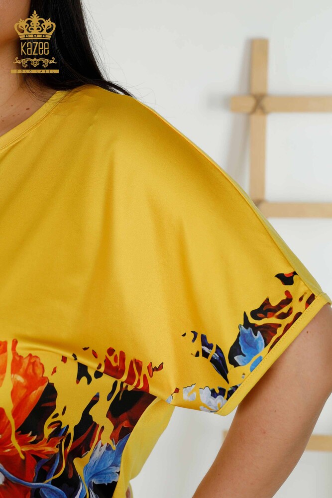 All'ingrosso Camicetta da donna - Pietra ricamata - Digitale - 12101 | KAZEE - 6