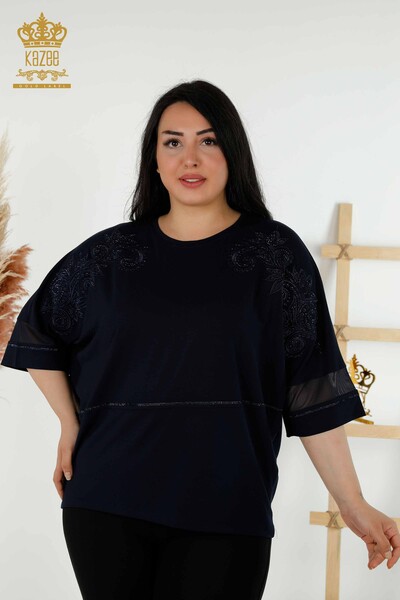 Camicetta da donna all'ingrosso Tulle Marina dettagliata - 79051 | KAZEE 