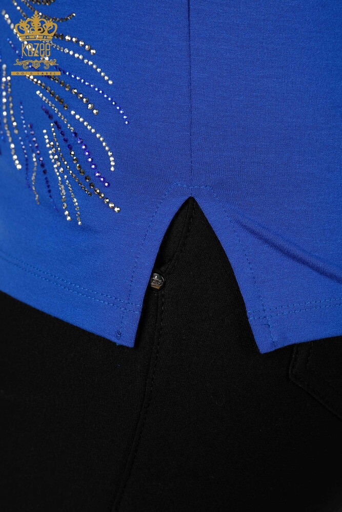 Camicetta da donna all'ingrosso con motivo a foglie Saks - 77970 | KAZEE - 4