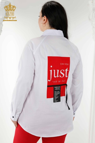 Commercio all'ingrosso Camicia da donna Tasca dettagliata - Bianco - 20352 | KAZEE - Thumbnail