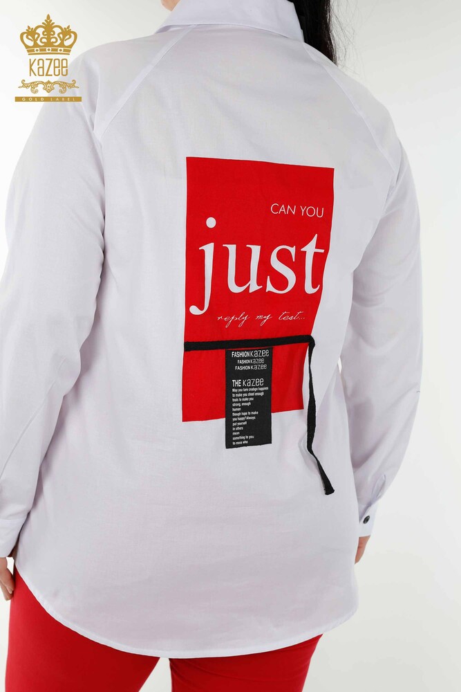 Commercio all'ingrosso Camicia da donna Tasca dettagliata - Bianco - 20352 | KAZEE - 6