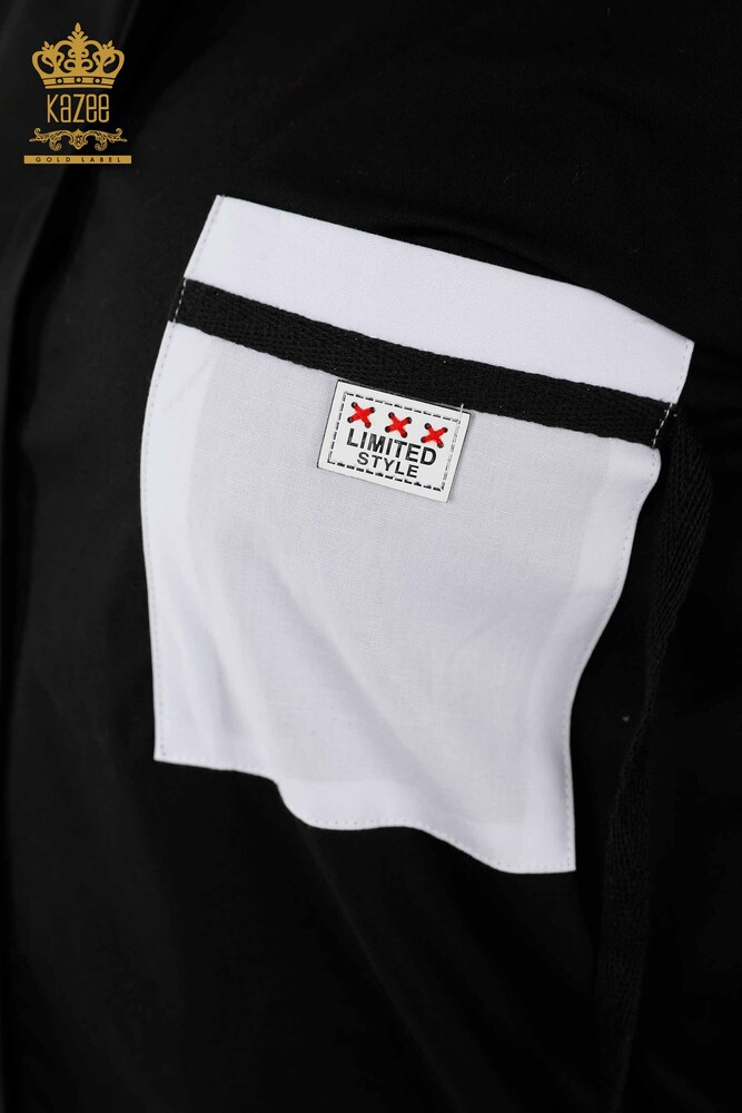 Camicia da donna all'ingrosso tasca dettagliata nera - 20352 | KAZEE - 3