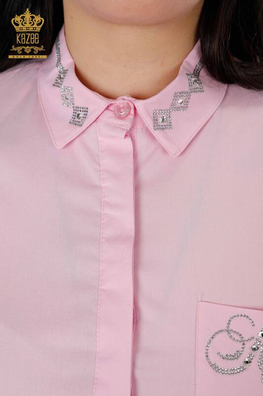 All'ingrosso Camicia da donna Tasca dettagliata rosa - 20139 | KAZEE