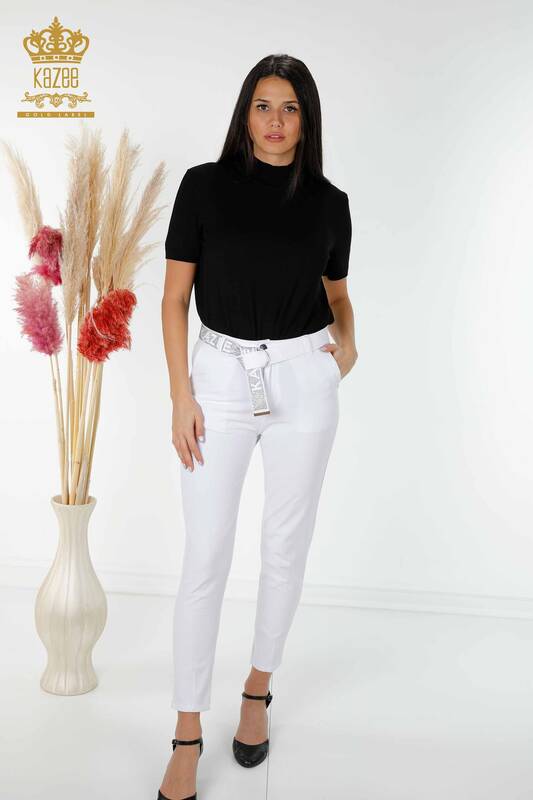 All'ingrosso Jeans da donna - Cintura Tasche Bianco - 3498 | KAZEE