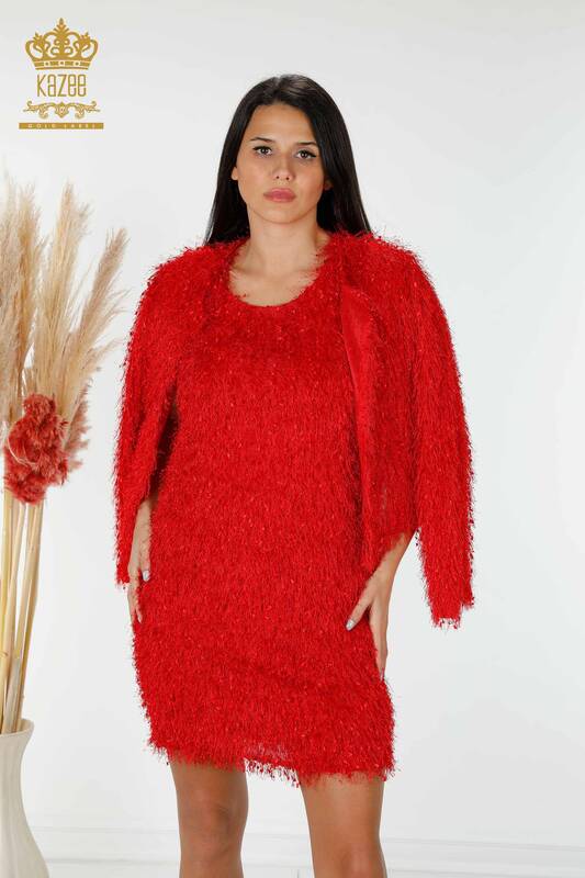 Vendita all'ingrosso Vestiti Donna - Cardigan - Rosso - 16649 | KAZEE