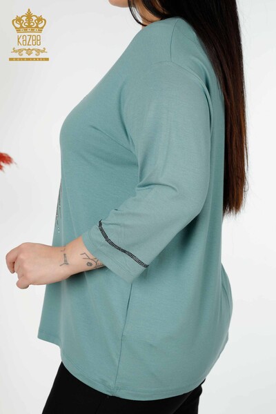 Venta al por mayor Blusa de Mujer Crystal Stone Bordado Mint - 78944 | kazee - 6
