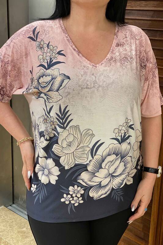 Venta al por mayor Blusa de Mujer Estampado Floral Escote en V - 77338 | kazee