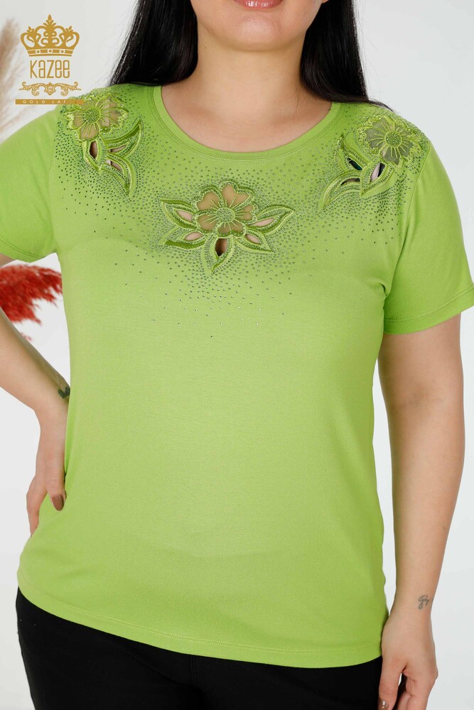 Venta al por mayor Blusa de Mujer Estampado Floral Verde Pistacho - 78922 | kazee - 2