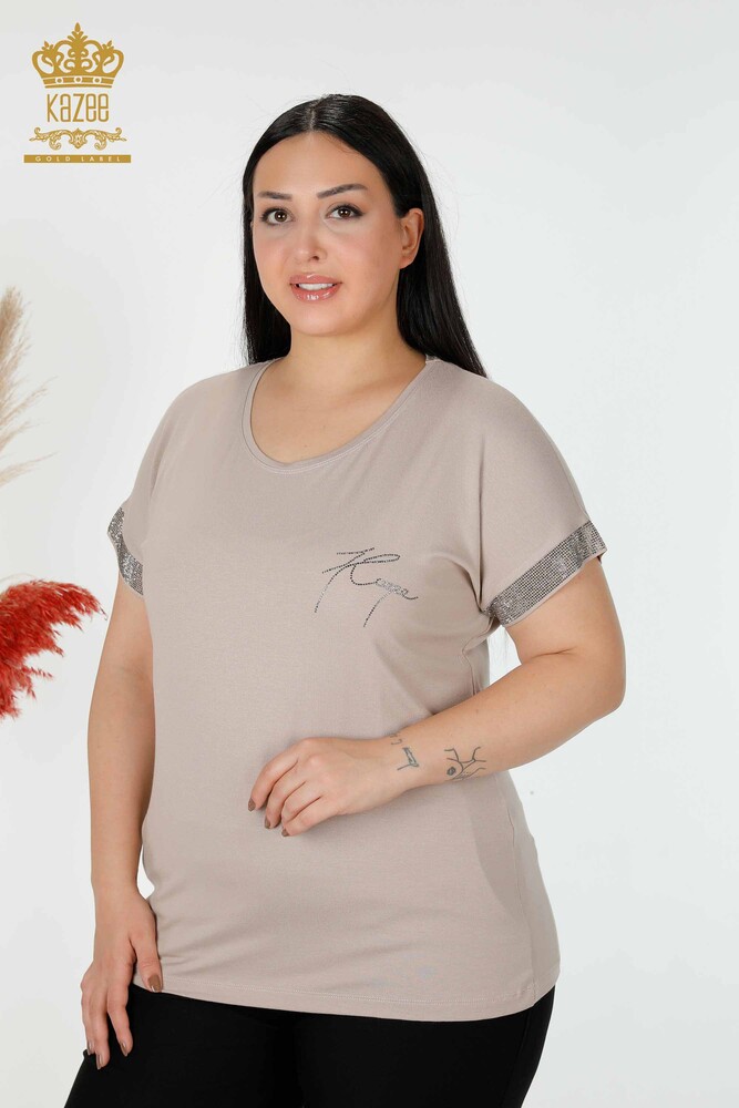 Venta al por mayor Blusa de Mujer Piedra Bordada Beige - 78918 | kazee - 1