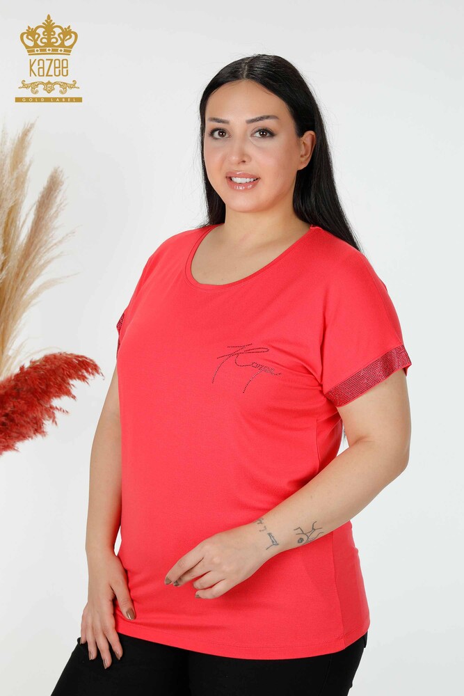 Venta al por mayor Blusa de Mujer Piedra Bordada Coral - 78918 | kazee - 1