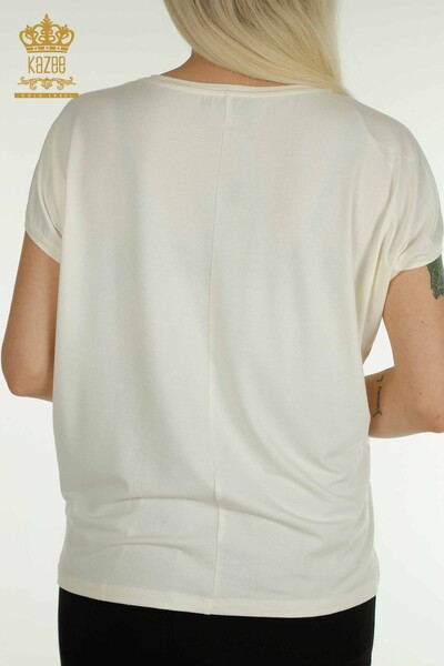 Venta al por mayor Blusa de Mujer Piedra Bordada Crudo - 79359 | KAZEE - 5