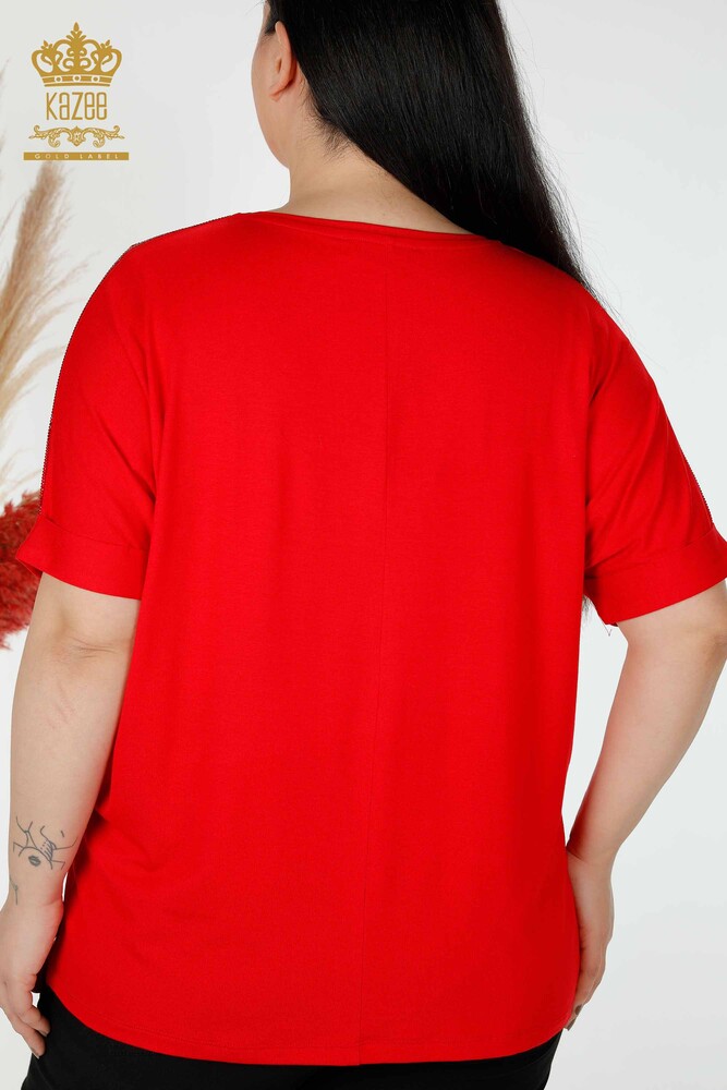 Venta al por mayor Blusa Mujer Color Piedra Bordada Roja - 78913 | kazee - 7