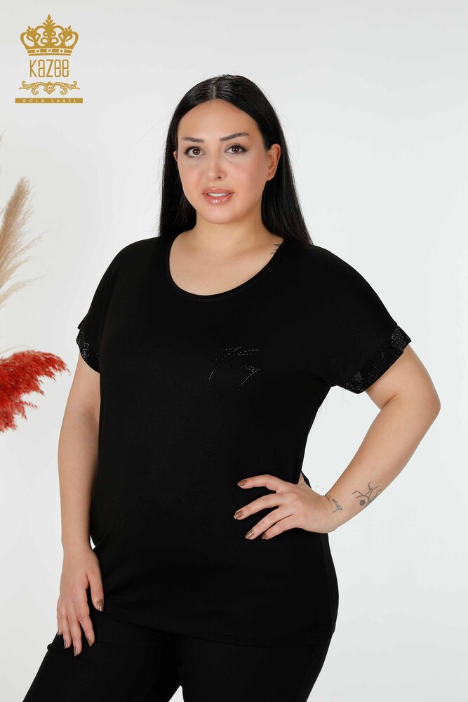 Venta al por mayor Blusa Mujer Piedra Bordada Negra- 78918 | kazee - 1