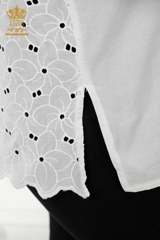 Venta al por mayor Camisa Mujer Encaje Detallado Blanco - 20319 | kazee