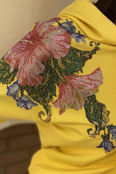 Venta al por mayor Conjunto de chándal con capucha y estampado floral para mujer - 17169 | kazee - Thumbnail