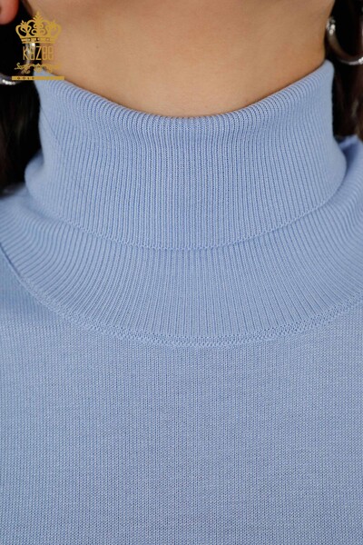 Venta al por mayor de punto para mujer Cuello alto Básico Azul claro - 11122 | kazee - Thumbnail