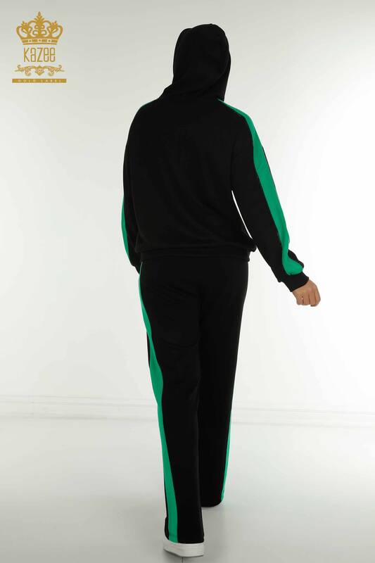 Venta al por mayor Conjunto De Chándal De Mujer Dos Colores Con Capucha Negro Verde - 17554 | KAZEE