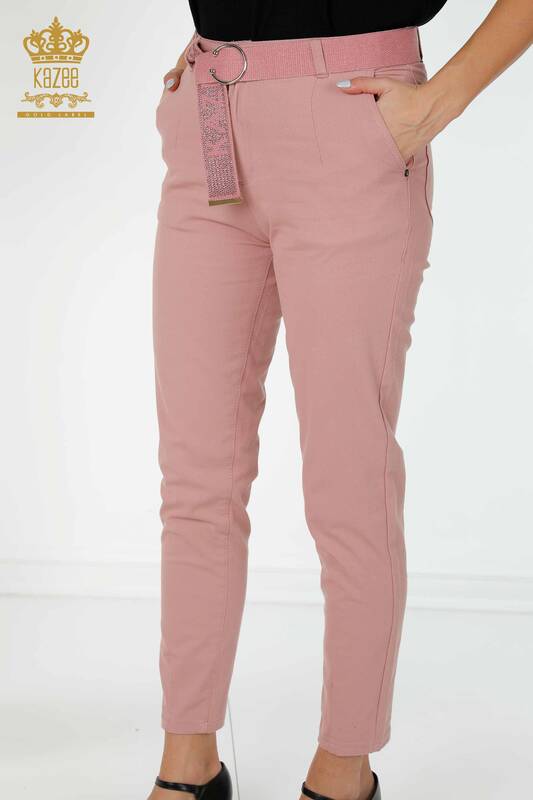 Venta al por mayor Jeans Mujer Con Cinturón Bolsillos Rosa Seca - 3498 | kazee