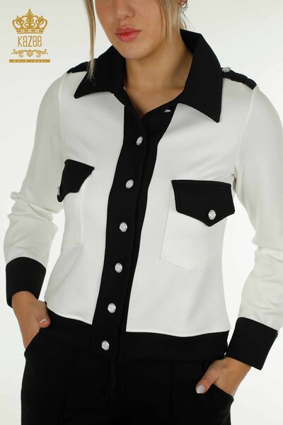 Venta al por mayor Conjunto de Chándal de Mujer Dos Colores Negro Crudo - 17674 | KAZEE - 4