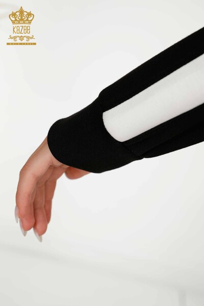 Venta al por mayor Conjunto de Chándal de Mujer con Cremallera Bicolor Negro Crudo - 17552 | KAZEE - 6