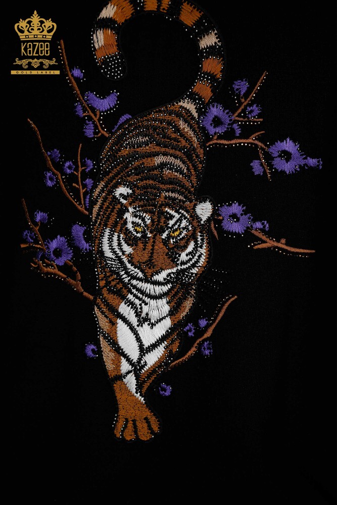 Venta al por mayor Conjunto de Chándal de Mujer Negro con Bordado de Piedras - 16662 | KAZEE - 14