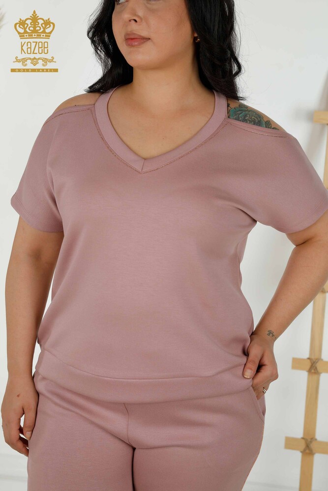 Venta al por mayor Conjunto de Chándal de Mujer - Detalle de Hombros - Rosa Seca - 20397 | kazee - 2
