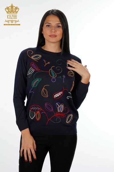 Venta al por mayor Suéter de Punto para Mujer Estampado Bordado - 16906 | kazee - Thumbnail
