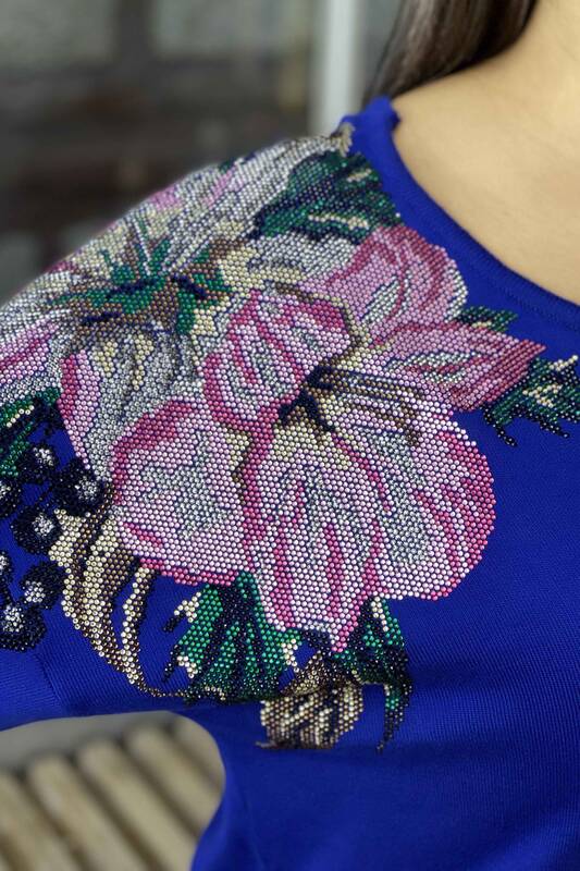 Venta al por mayor Suéter de Punto de Mujer Flor Bordado Detallado -16596 | kazee