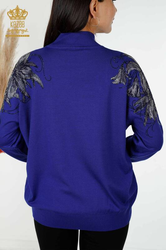 Venta al por mayor de prendas de punto para mujer, suéter con hombros florales, Saks detallados - 16597 | kazee