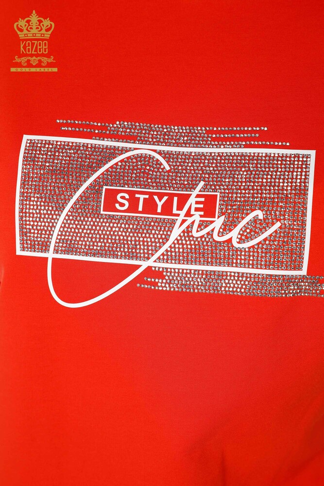 Venta al por mayor Conjunto Chándal Mujer Cristal Piedra Bordado Naranja - 17461 | kazee - 4